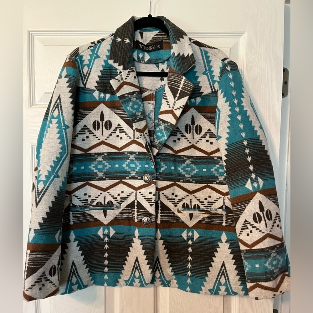 Lucky & Blessed Aztec print coat Size L